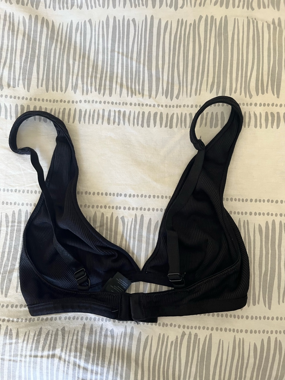 Weekday Black Ribbed Triangle Bra top - Picture 2 of 4